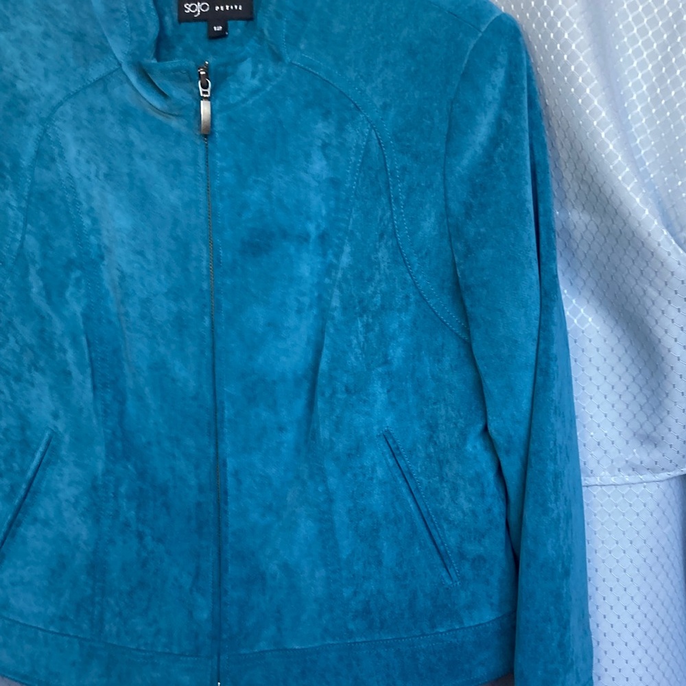 Vintage 90s collarless jacket lined hidden shoulder pads office business casual - Picture 15 of 17